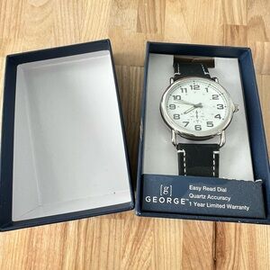 George Easy read silver tone dress watch NEW BATTERY